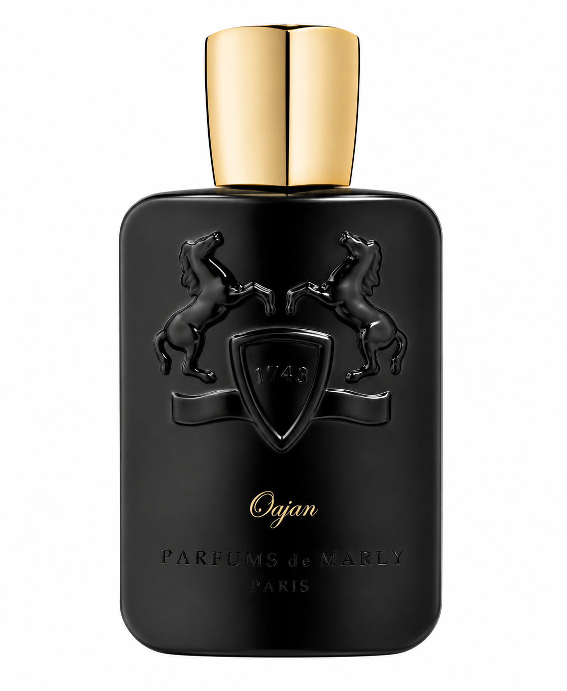 Bottle of PDM Oajan eau de parfum, elegant and refined fragrance packaging